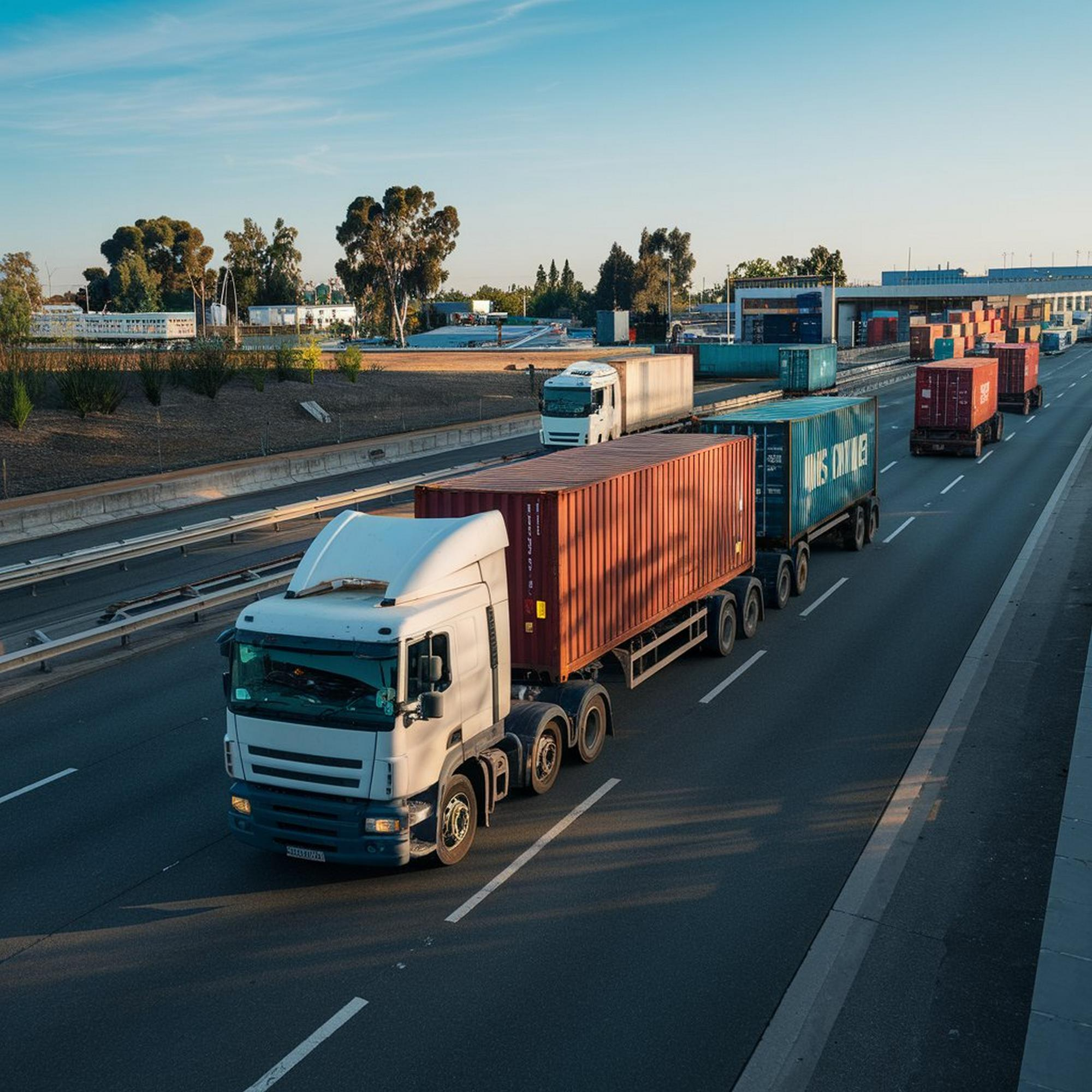 Road Freight fleet on highways