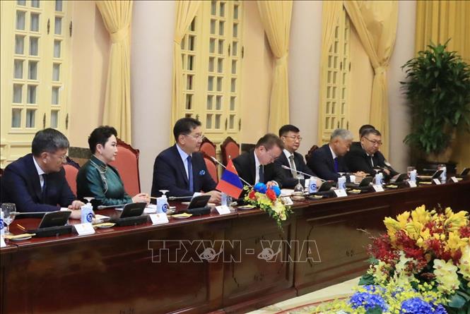 Chủ tịch nước Võ Văn Thưởng hội đàm với Tổng thống Mông Cổ - Ảnh 3.