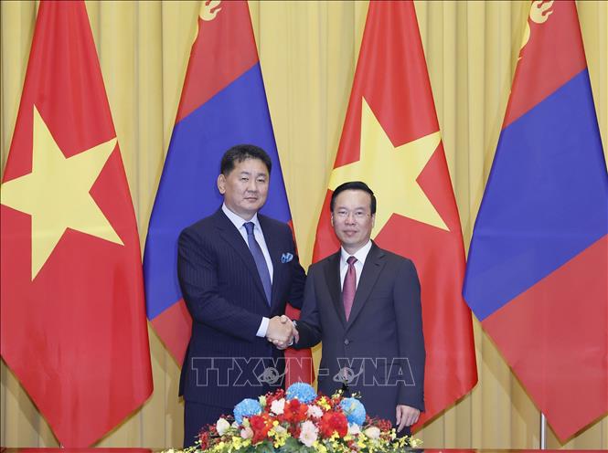 Chủ tịch nước Võ Văn Thưởng hội đàm với Tổng thống Mông Cổ - Ảnh 1.