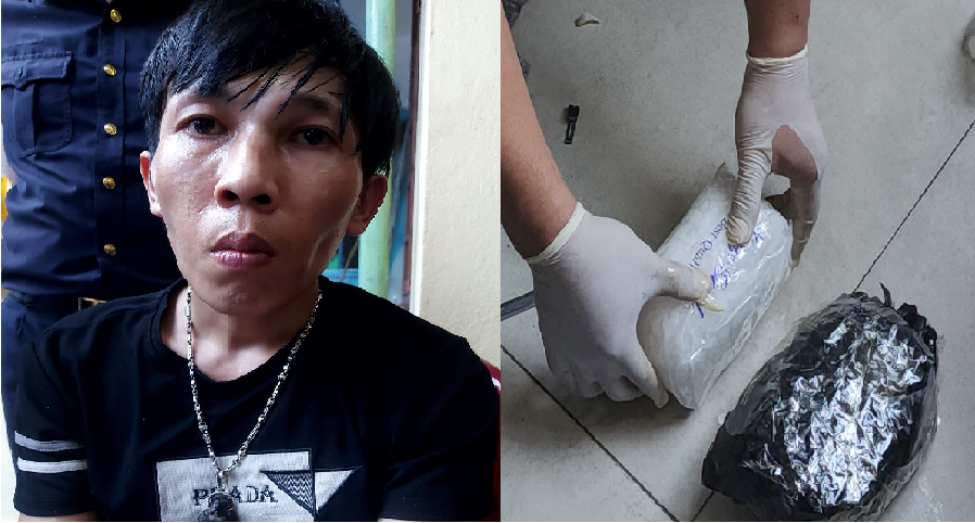 Đối tượng Nguyễn Văn Cường và số ma túy bị thu giữ trong vụ việc.